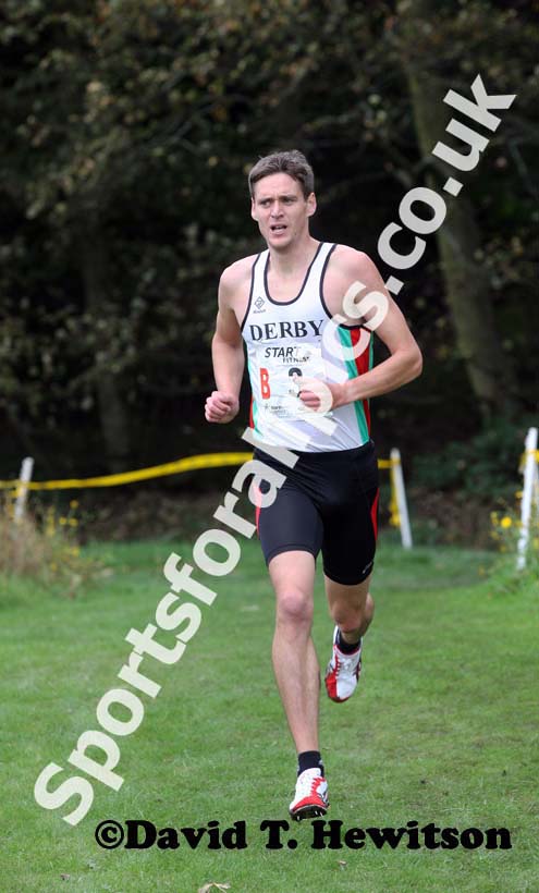 Richard Weir (Derby) fastest leg during the senior mens Northern Cross Country Relays, Graves Park, Sheffield.